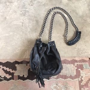 Leather Cut n Paste Chain Crossbody